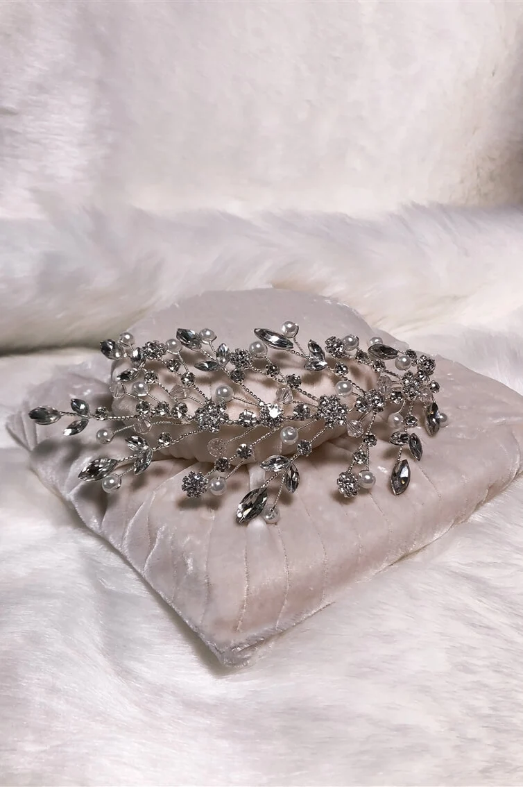 HEADPIECE - SILVER - ONE SIDE - PEARL