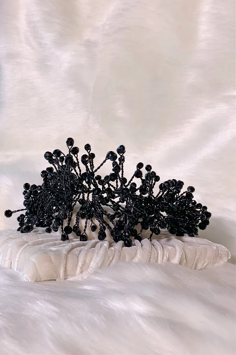 HEADPIECE - BLACK - COWN - PEARLS