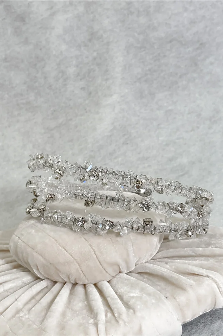 3 LINES WHITE- SILVER - HEADPIECE