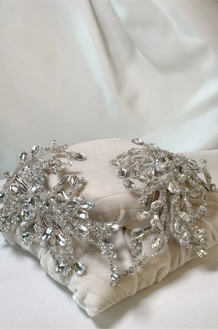 HEADPIECE - SILVER - 2  SIDES  - SWAROVSKI